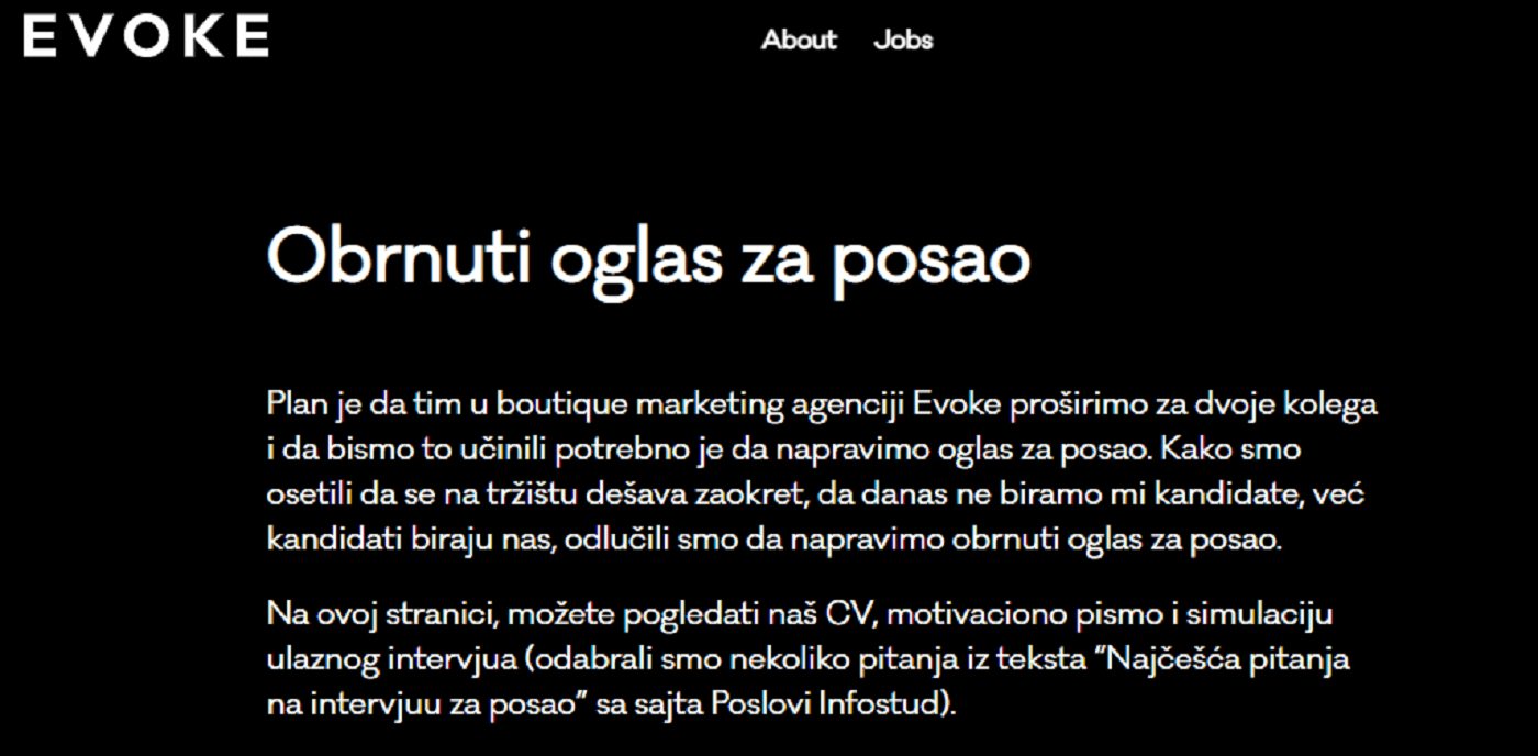 Obrnuti oglas za posao