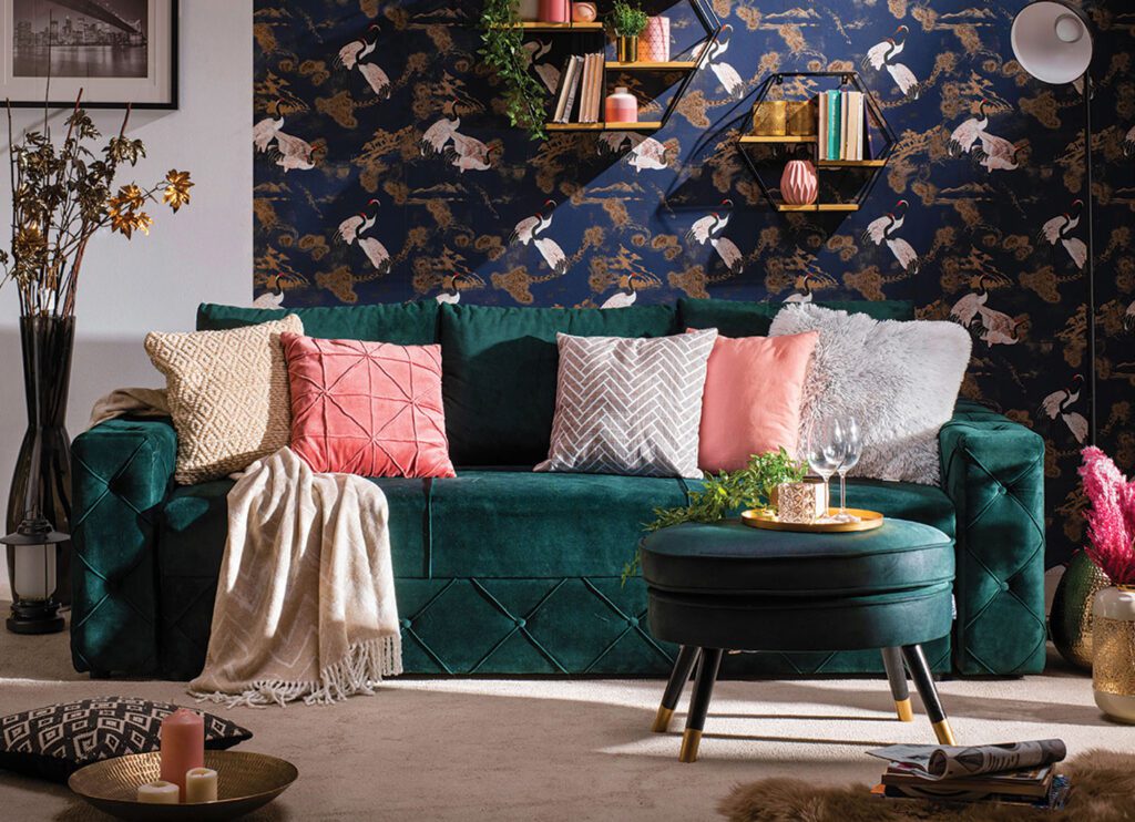 tabure BRIŽ u tamnozelenom štofu, Forma Ideale