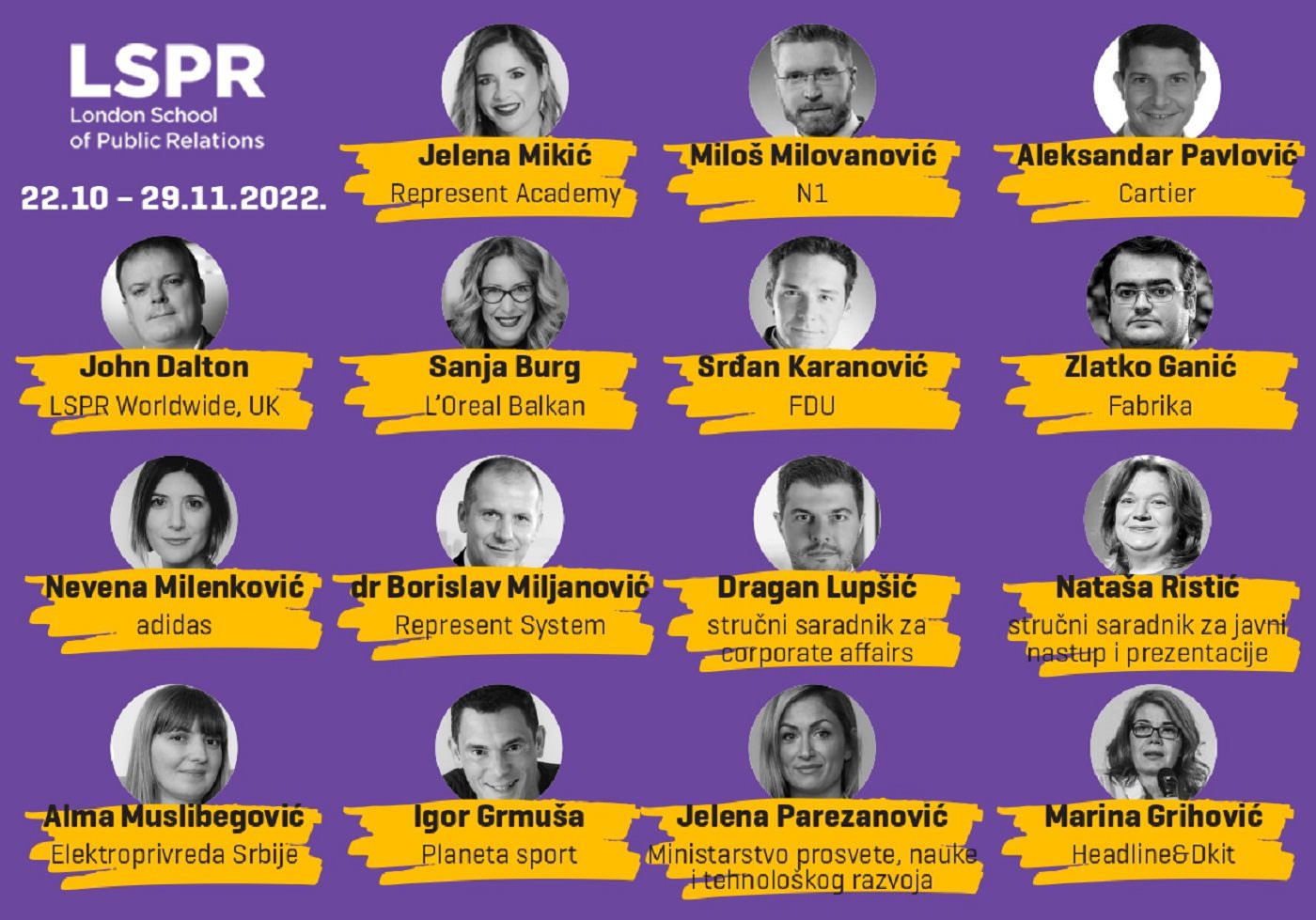 Predavači London School of Public Relations