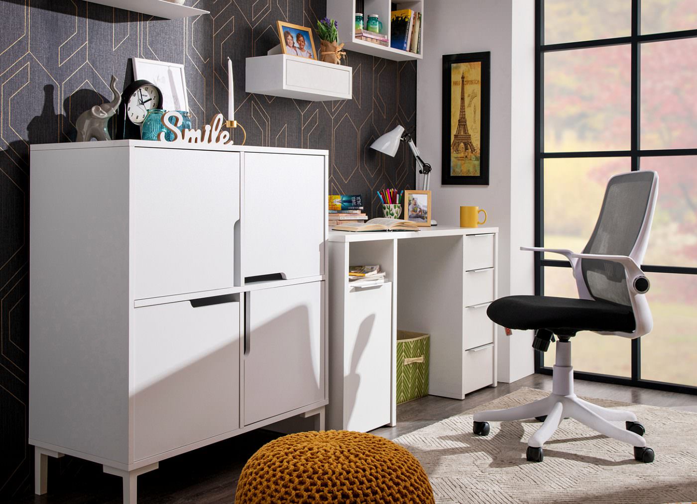 Radni sto NET, komoda WIND TOWER