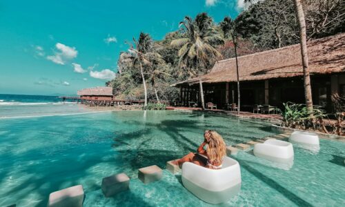 Plaža, more, meksiko, bazen