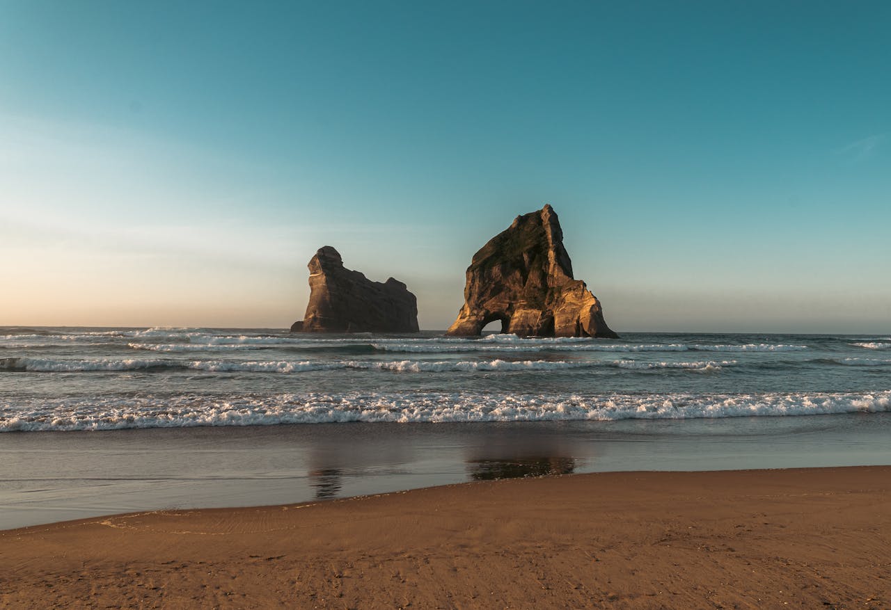 Wharariki, Novi Zeland, more, plaža