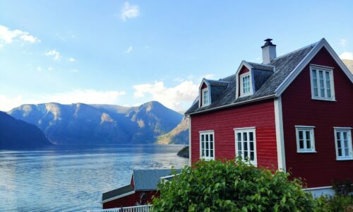 selo, kuća, more, voda