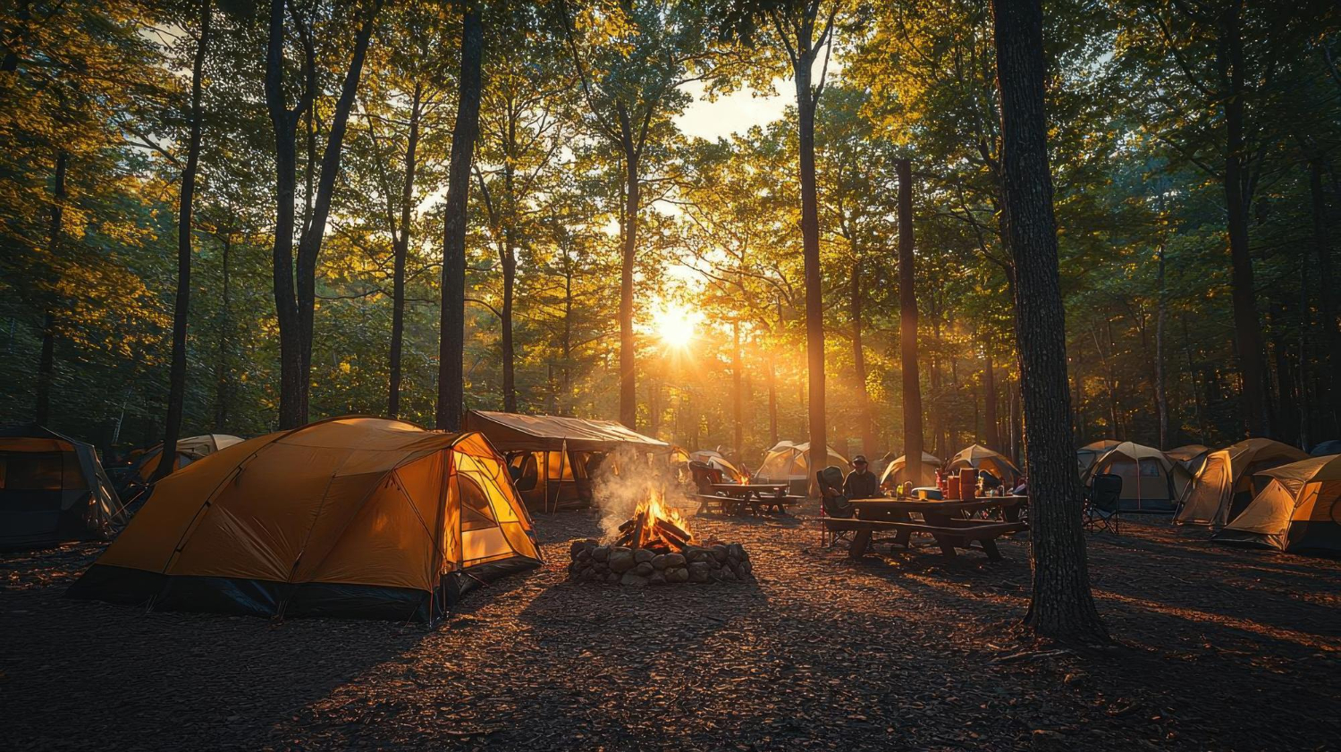 kampovanje, logorska vatra, šator