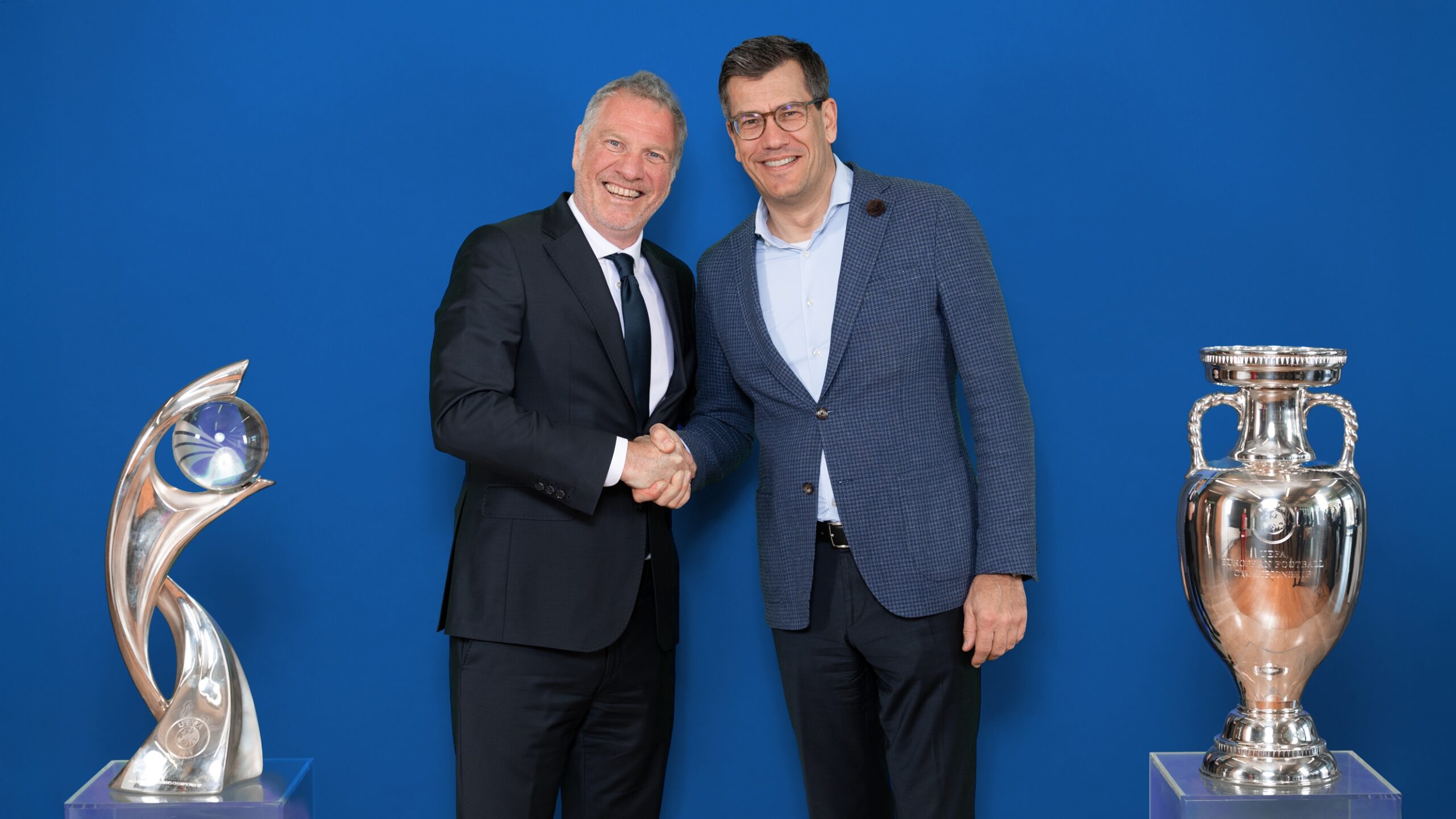 L–R: Guy-Laurent Epstein, UEFA Marketing Director; Jens Thiemer, Chief Customer Officer Lidl International